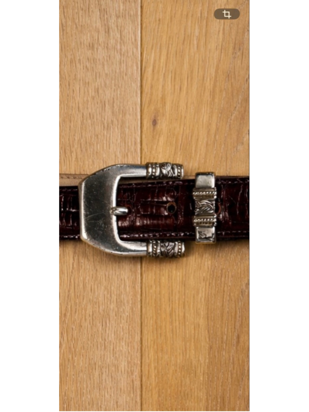 Enmon Leather Croc Embossed Belt Western Silver Hardware Size M